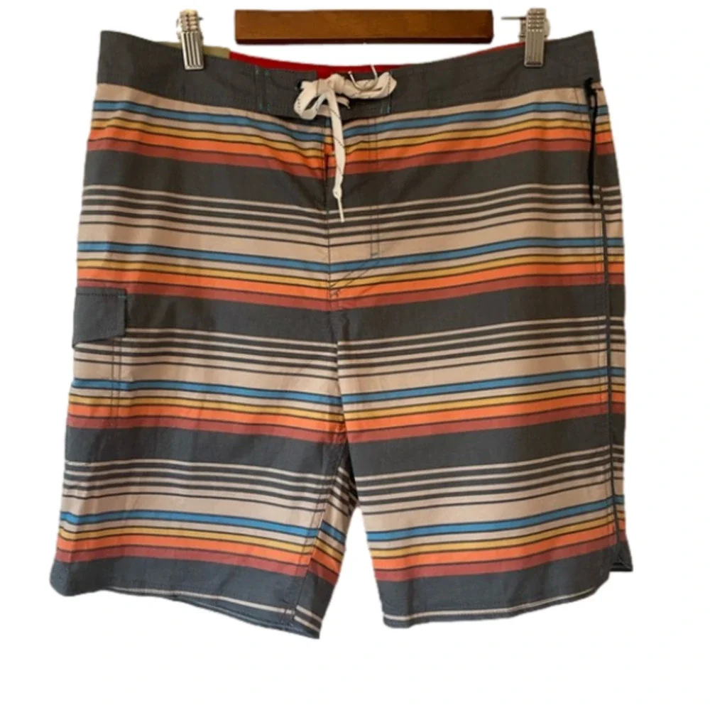 Goodfellow & Co Men's 34 Striped Board Shorts Swim Trunks Summer Vacation Travel